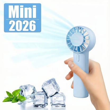 Pocket-Size Handheld Fan with Three Speeds, USB-C Charging, Wrist Strap and Three Color Options