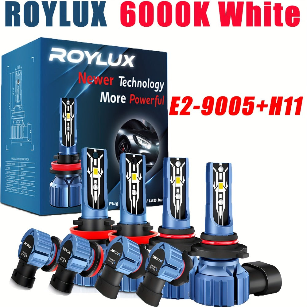 LED Headlight Bulbs Kit 4pcs, 80W 20000LM 6000K Super Bright White High & Low Beam Fog Lamp Replacement for H11+H11 / 9006+9006, Plug-and-Play 12-24V, 50000Hr Lifespan