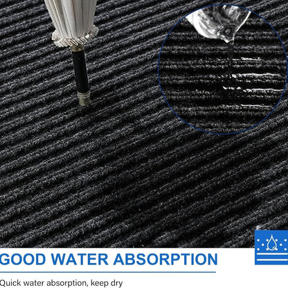 Two-Piece Ribbed Entry Door Mat Set in Black, Brown or Dark Gray with Three Exact Size Options