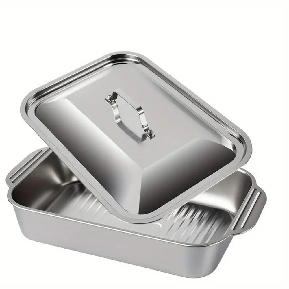 Stainless Steel Baking Tray Sets with Lids and Handles in Three Large or Six-Piece Checkout Options