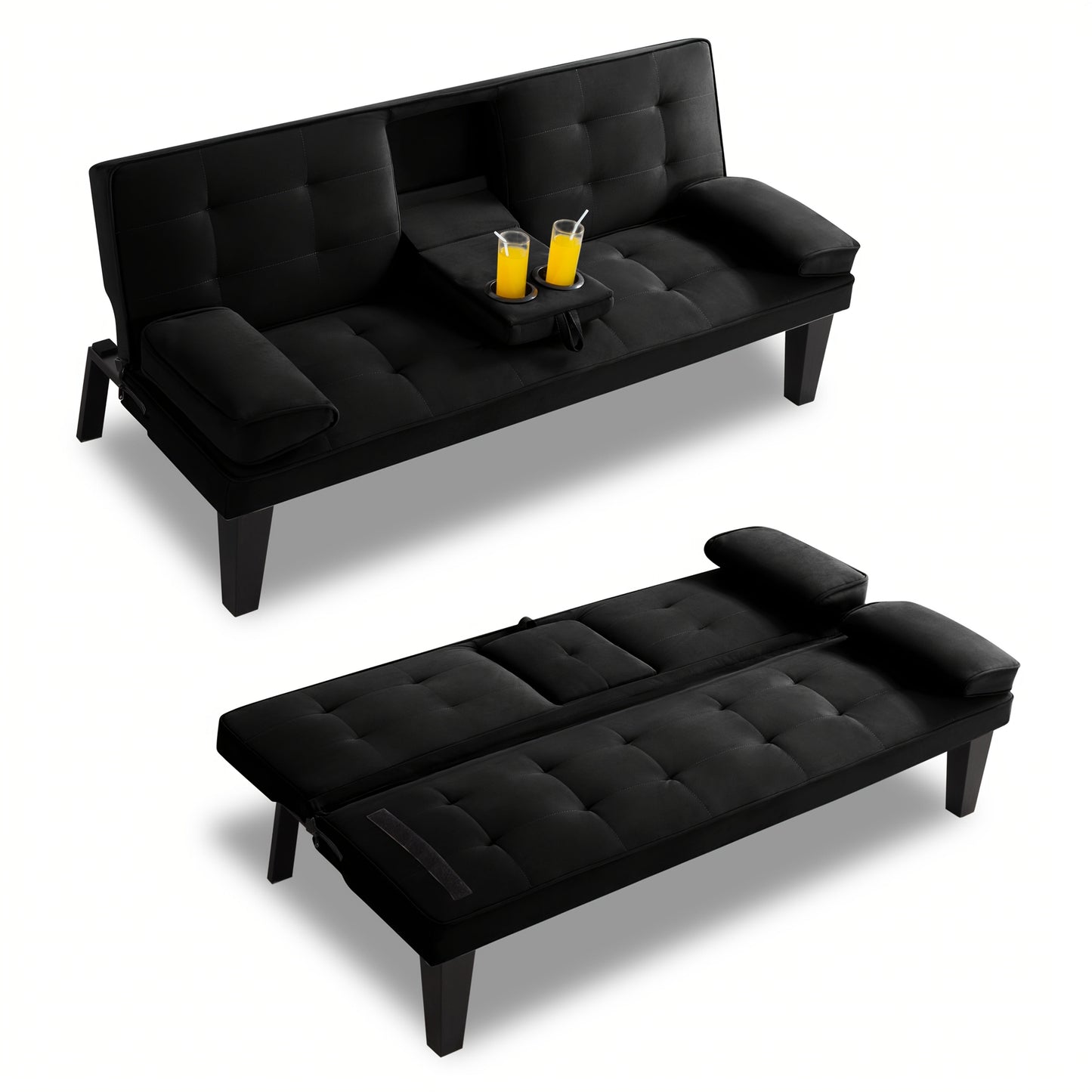Futon Sofa Bed shown in the Black option