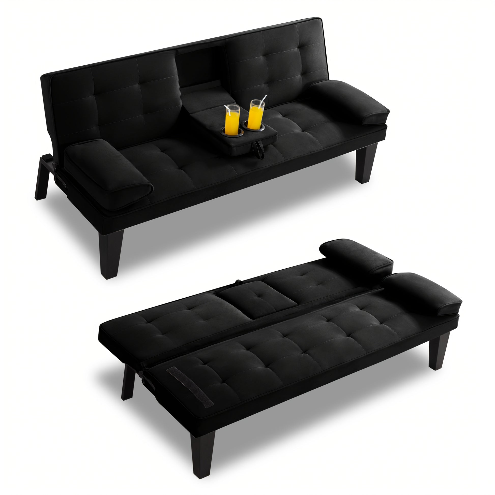 Futon Sofa Bed shown in the Black option