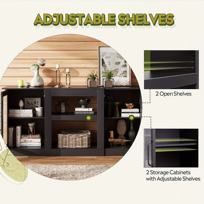 65-Inch TV Stand with Open Shelves and Multiple Color Options for Living Room detail image - detail view 10