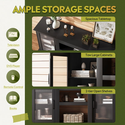 65-Inch TV Stand with Open Shelves and Multiple Color Options for Living Room detail image - detail view 9