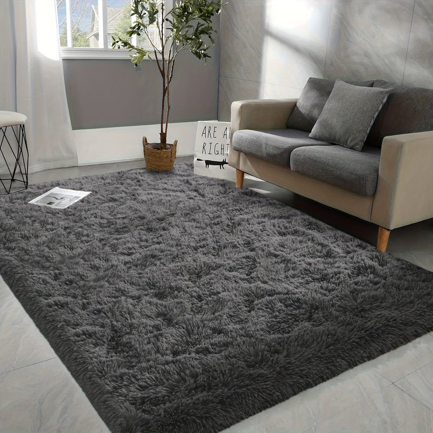 Shaggy Area Rug Soft Plush Fuzzy Carpet Non-Slip Tie-Dye Design for Bedroom Living Room Nursery Dorm — Pet Friendly Machine Washable Multiple Sizes & Colors