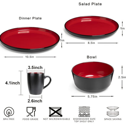 Ceramic Dinnerware Set for 4 – Porcelain Plates Bowls Cups Matte Finish Dishwasher Microwave Oven Safe Stoneware Tableware Scratch Resistant for Restaurant Kitchen Wedding Anniversary Gift
