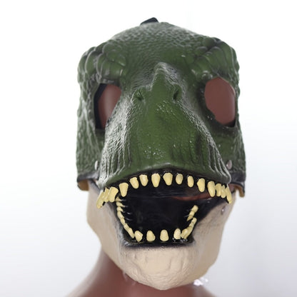 Full-Head Dinosaur Costume Mask with Openable Jaw, 8.26-Inch Height and Orange, Gray or Green Designs