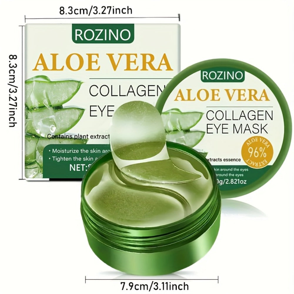 Aloe Vera Under-Eye Gel Patch Jar, 80g with 60 Green Eye Masks and an Included Applicator Spoon
