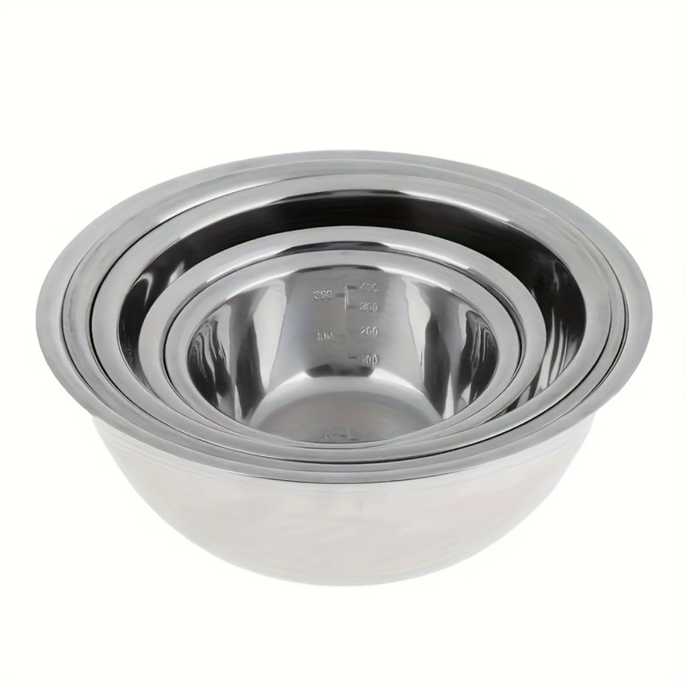 Stainless Steel Mixing Bowl Set 5-Pack with Measurement Markings for Kitchen Cooking Baking Salad Vegetable Washing Fruit Serving & Meal Prep – Stackable Nesting Bowls