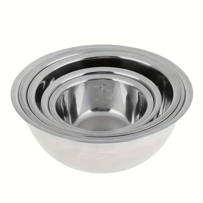 Stainless Steel Mixing Bowl Set 5-Pack with Measurement Markings for Kitchen Cooking Baking Salad Vegetable Washing Fruit Serving & Meal Prep – Stackable Nesting Bowls
