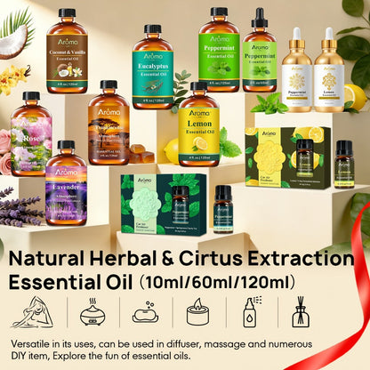 Essential Oils for Diffuser Peppermint Lavender Lemon Eucalyptus & Coconut Vanilla — Pure Fragrance Oils for Humidifier Candles Car Air Freshener 0.34oz to 4.06oz