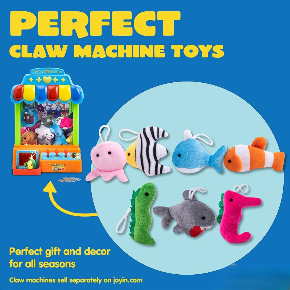 Twenty-Four Mini Sea-Animal Plush Keychains in Assorted Fish, Shark, Whale and Crab Designs