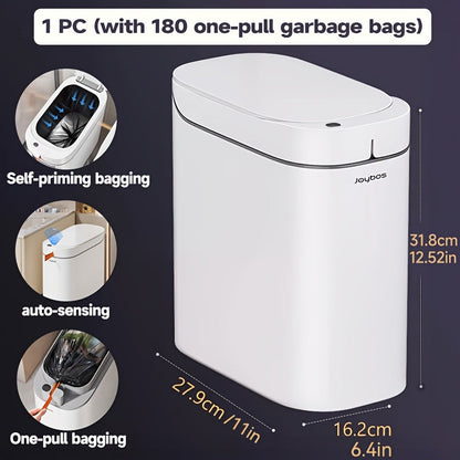 Sensor Trash Can Self-Emptying 3.8 Gallon with Drawstring Bags - Hands Free Infrared Smart for Home Cooking, Dining and Outdoor Meals