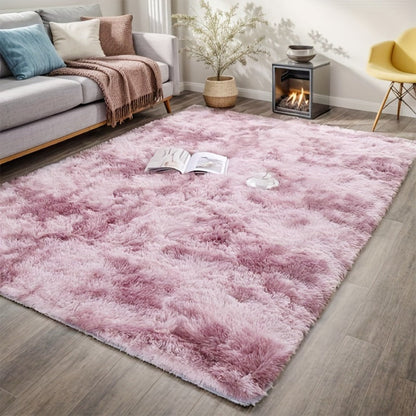 Rectangular Shaggy Area Rug with Four Color Labels and 24 x 35.8-Inch to 94.49 x 118.11-Inch Sizes