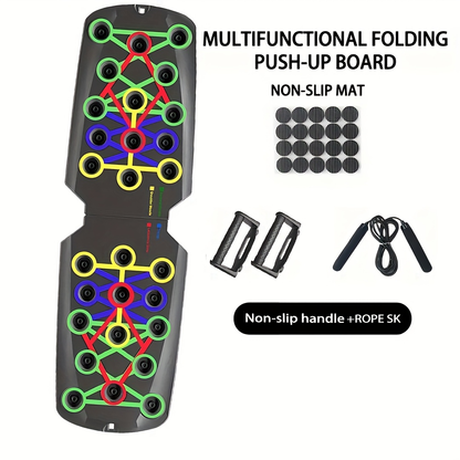 Color-Coded Push-Up Board with Resistance Bands and Pull Ropes for Multi-Position Home Training