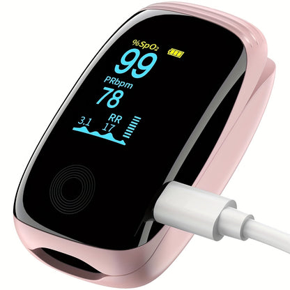Rechargeable Fingertip Pulse Oximeter with Four-Parameter Display and Five Color Options from White to Blue