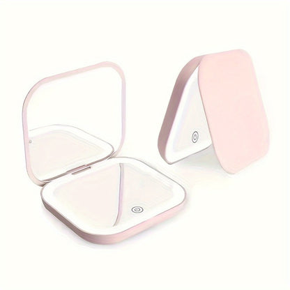 Cute Animal LED Makeup Mirror Foldable Double-Sided 3 Brightness Settings - USB Rechargeable Lighted Handheld Mirror Portable Travel Vanity Mirror for Girls Women Teen Gift