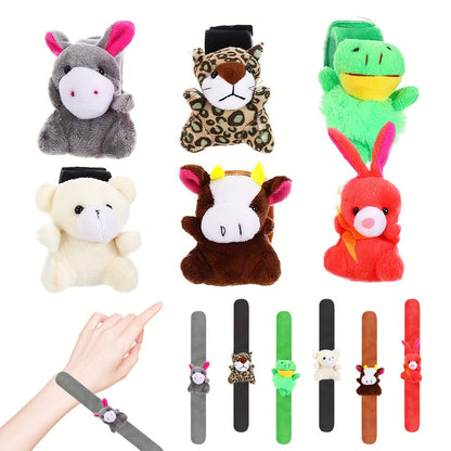 Plush Animal Slap Bracelet Assortments in 6-, 10-, 15- or 30-Piece Checkout Packs for Party Favors
