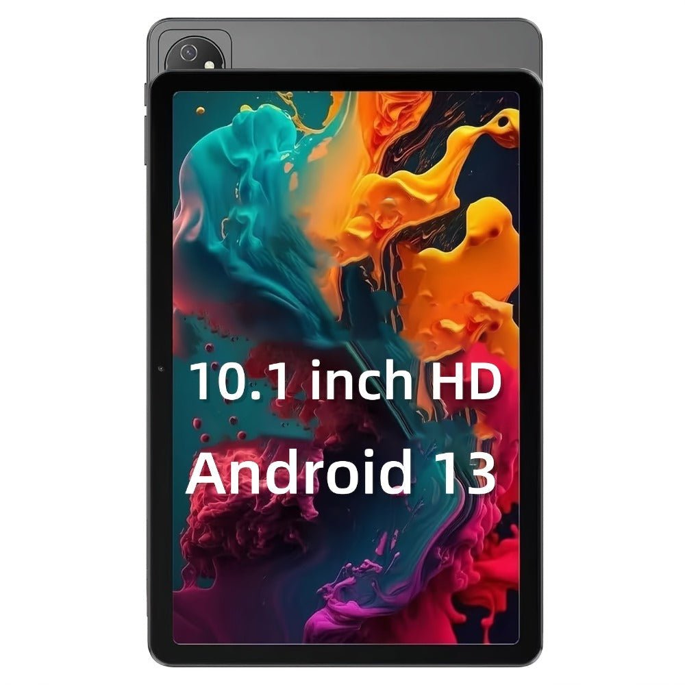Android 13 Tablet 10 Inch 6GB RAM 32GB Storage 512GB Expandable Quad-Core IPS Touchscreen 2.4G WiFi Dual Camera Kids Adults Entertainment Portable Pad Sky Blue Gun Color