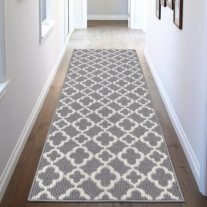 Moroccan Trellis Hallway Runner in Black or Gray with 2 × 6, 2 × 8 and 2 × 10 ft Size Options