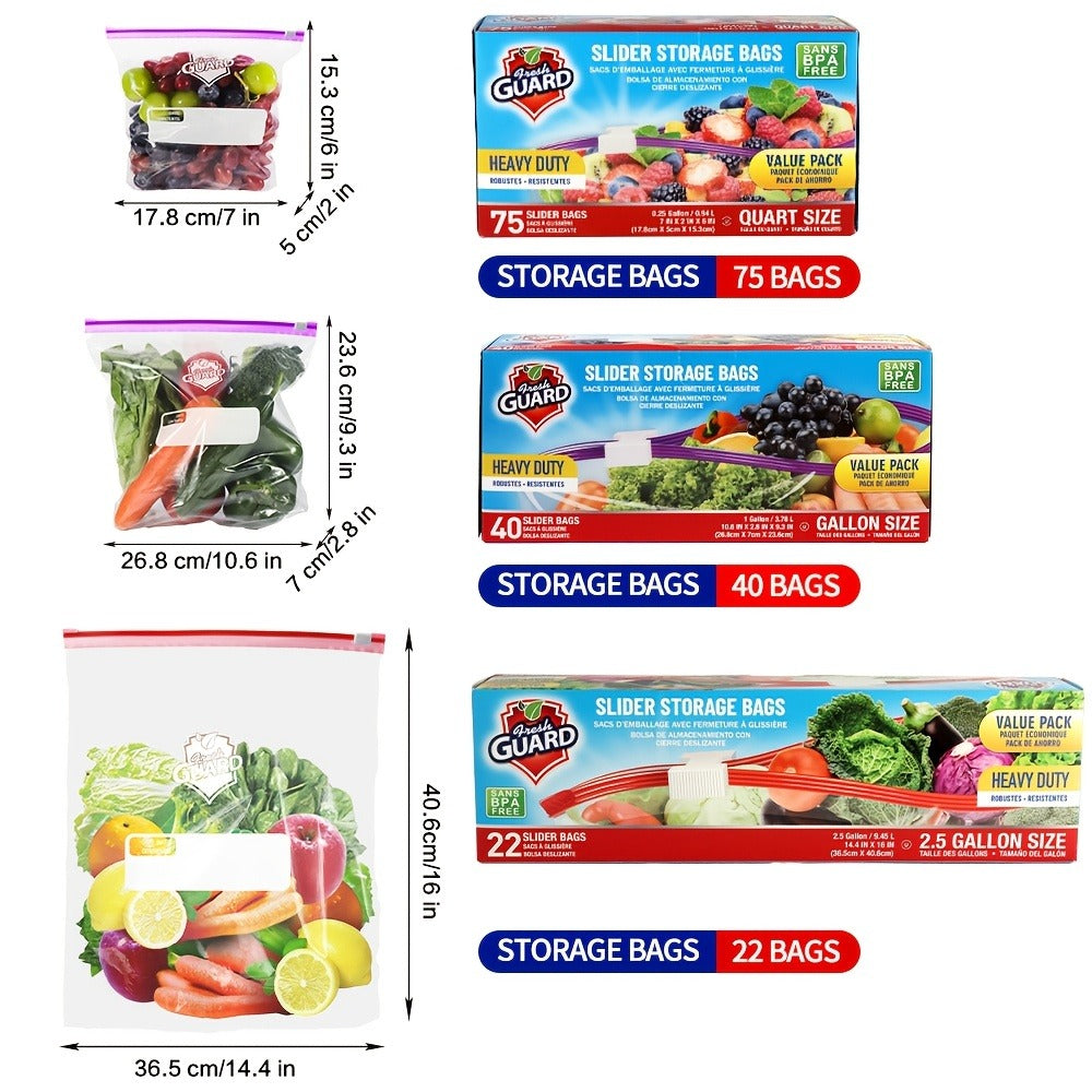 Storage Bags Fresh Guard Slider Freezer Bags in Quart, Gallon and 2.5-Gallon Sizes with 22- to 150-Count Options