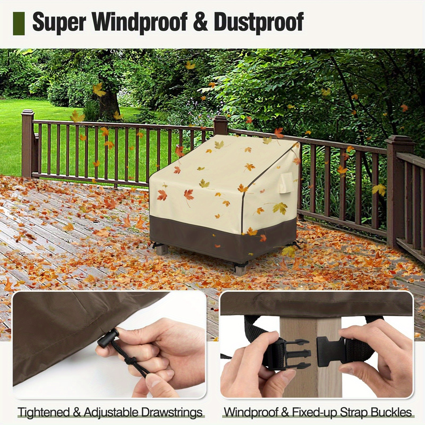 2-Pack Waterproof Patio Chair Covers for Adirondack & Rocking Chairs, 420D Heavy Duty Outdoor Furniture Covers, All-Weather UV & Moisture Protection