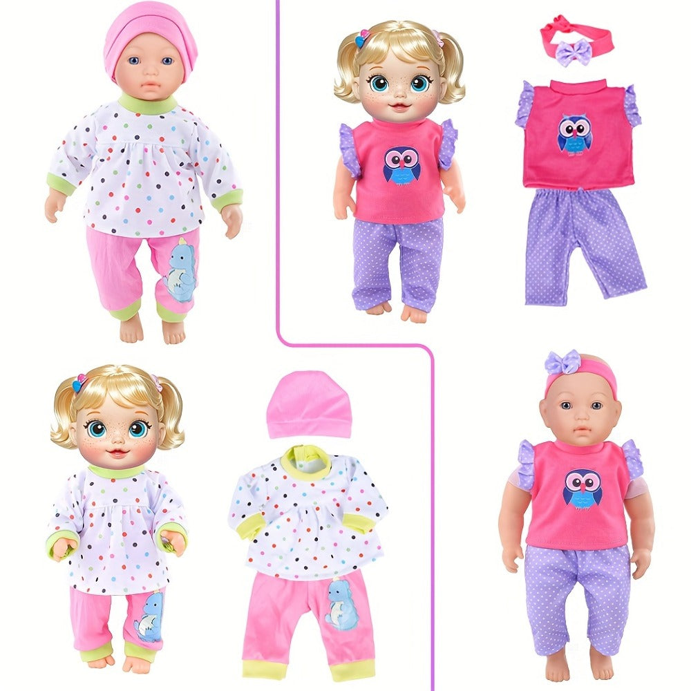 10-Outfit Doll Clothes Set for 10–14-Inch Baby Dolls with Sleepers, Dresses, Tops, Pants and Headwear