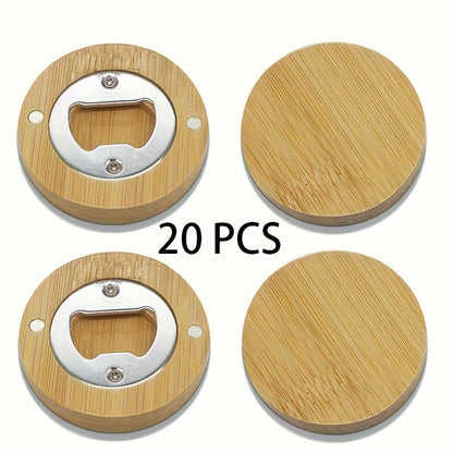 Round Bamboo Magnetic Bottle Openers in 20-, 40-, 80- or 160-Piece Packs for Party Favors and Gift Sets