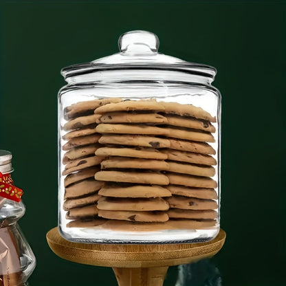 Two-Piece Round Glass Pantry Jar Set with Flip-Top Lids for Cookies, Candy and Pasta Storage