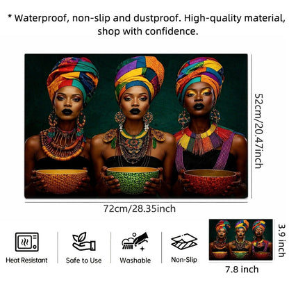 Colorful Portrait Pattern Stove Protector Mat, 28.35 x 20.47 Inches with Rectangular Format