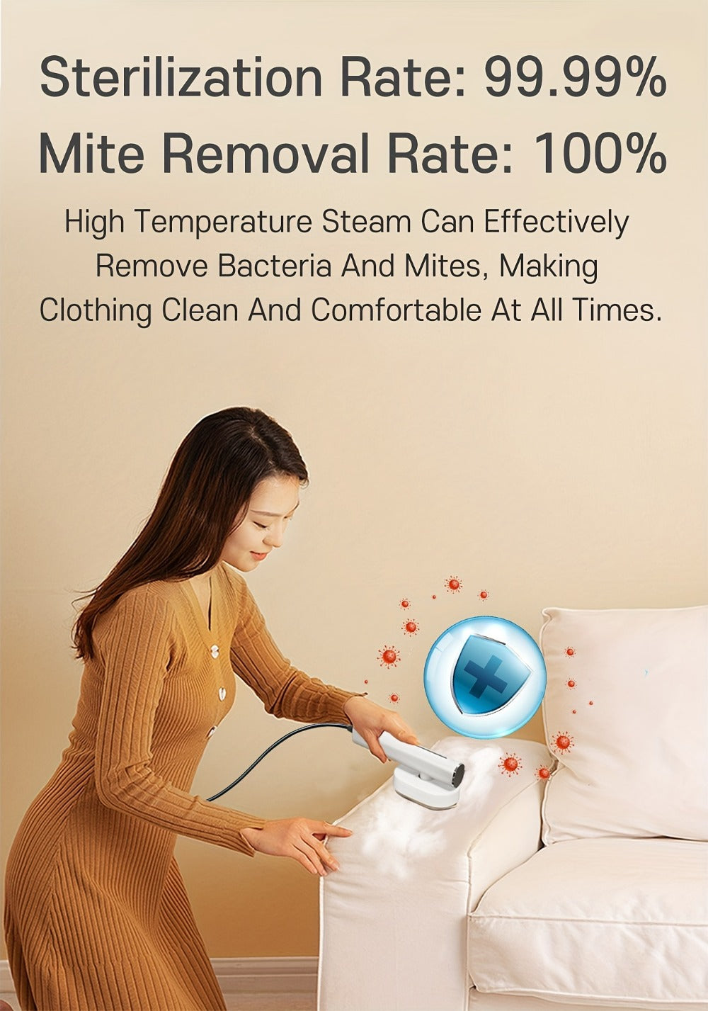 Handheld 1200W Steam Iron with 90-Degree Rotating Head in White or Aurora Purple, Plus Pictured Accessories