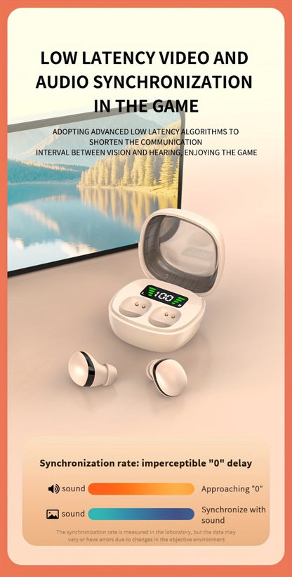 Wireless Earbuds Ultra-Small HiFi In-Ear with Touch Control, Built-In Mic and LED Case in Three Colors
