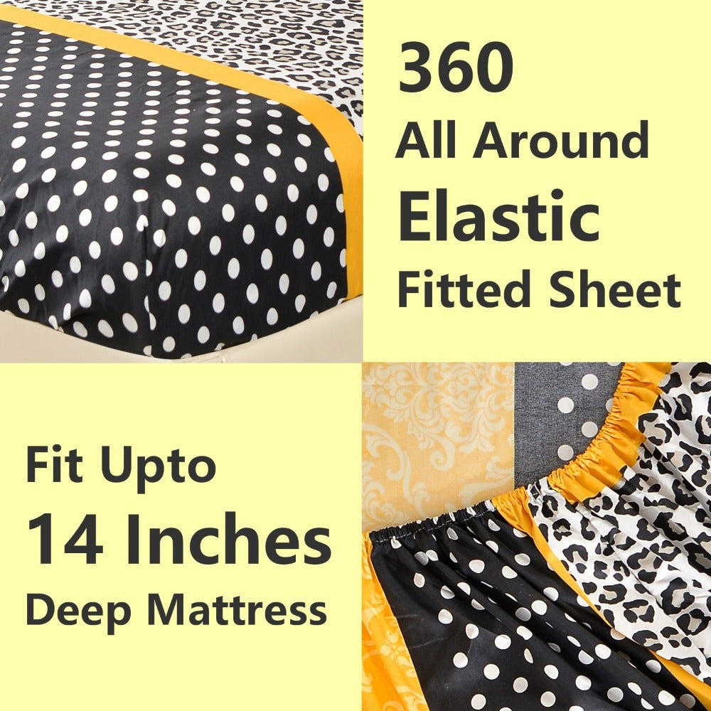 Microfiber Bed Sheet Set 4/6 Pcs – Soft Breathable Patchwork Printed Bedding with Deep Pocket Fitted Sheet, Wrinkle-Resistant Easy Care – Twin, Full, Queen, King Sizes Available