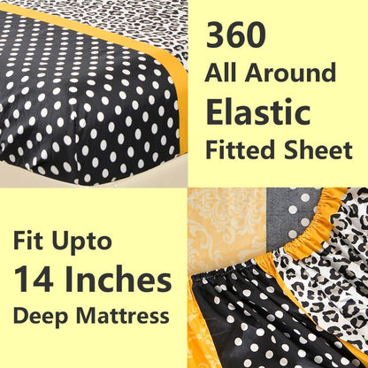 Microfiber Bed Sheet Set 4/6 Pcs – Soft Breathable Patchwork Printed Bedding with Deep Pocket Fitted Sheet, Wrinkle-Resistant Easy Care – Twin, Full, Queen, King Sizes Available