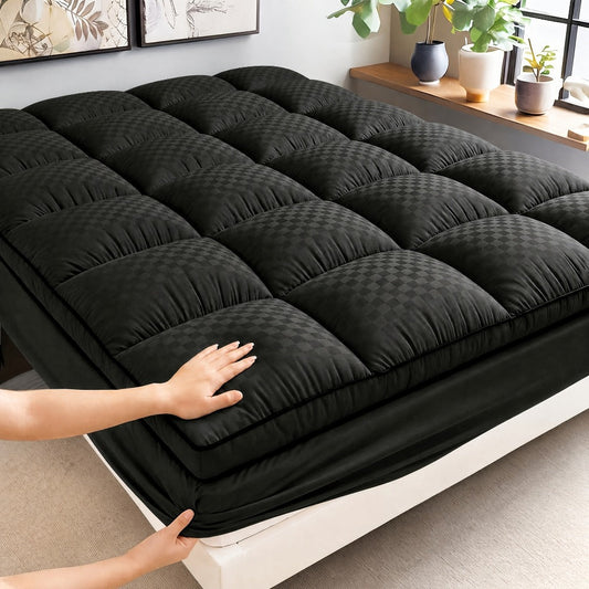 Quilted Mattress Pad Soft Mattress Protector | Machine Washable 500GSM 100% Polyester Deep Pocket 8-12 Inch Fitted Bed Cover Twin Full Queen King California King 4 Colors