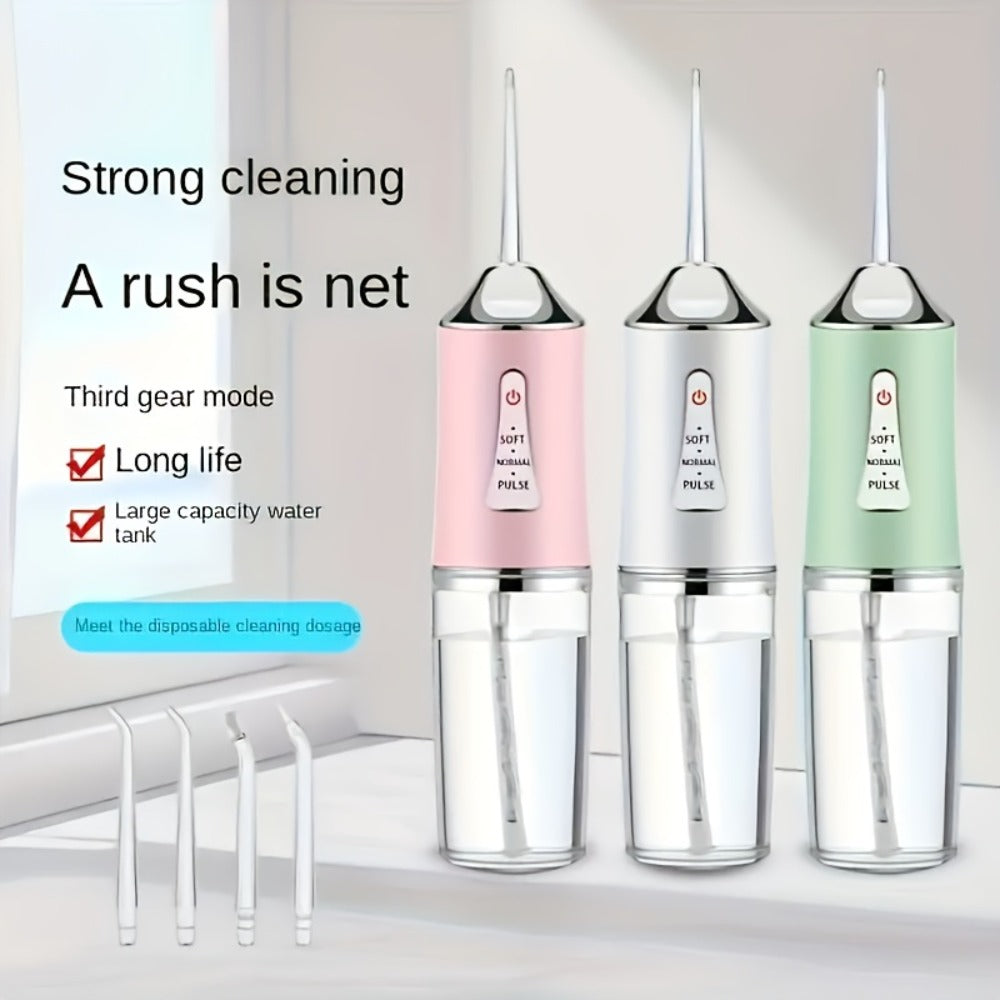 Portable Oral Irrigator with 360° Rotating Nozzle, Three Pressure Modes, USB Charging and Four Color Options