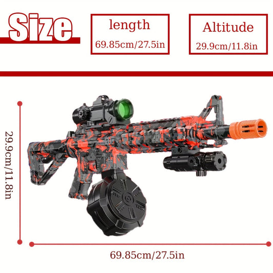 Large Drum Magazine Automatic Dual Mode Foam Blaster – Full Auto & Semi-Auto Outdoor Team Battle Toy Gun for Kids Boys Ages 8+, Christmas Birthday Gift Red