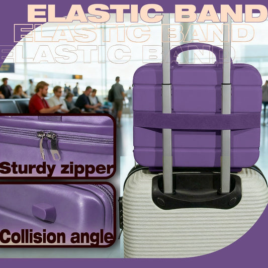 Hard Shell Makeup Travel Case Waterproof Pressure-Proof Portable Cosmetic Suitcase with Elastic Band Luggage Attachment Carry-On Organizer for Women Travel Camping Gym 30x25x15cm