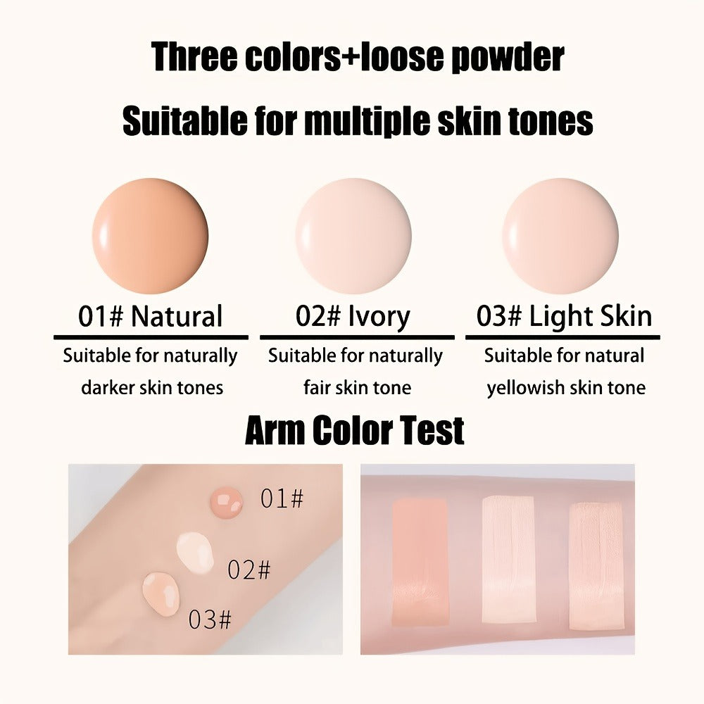 BB Cream Makeup Kit with Powder, Brush and Sponge in Three Exact Numbered Shade Options for Face Makeup