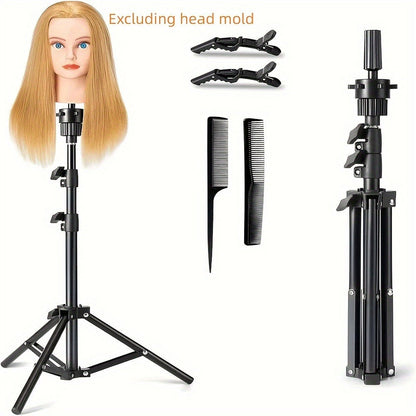 Adjustable Wig Stand Tripod 360 Rotation Aluminum Alloy Height Adjustable to 50 Inch Foldable Portable Mannequin Head Stand for Styling Cosmetology Hairdressing Training Home Salon
