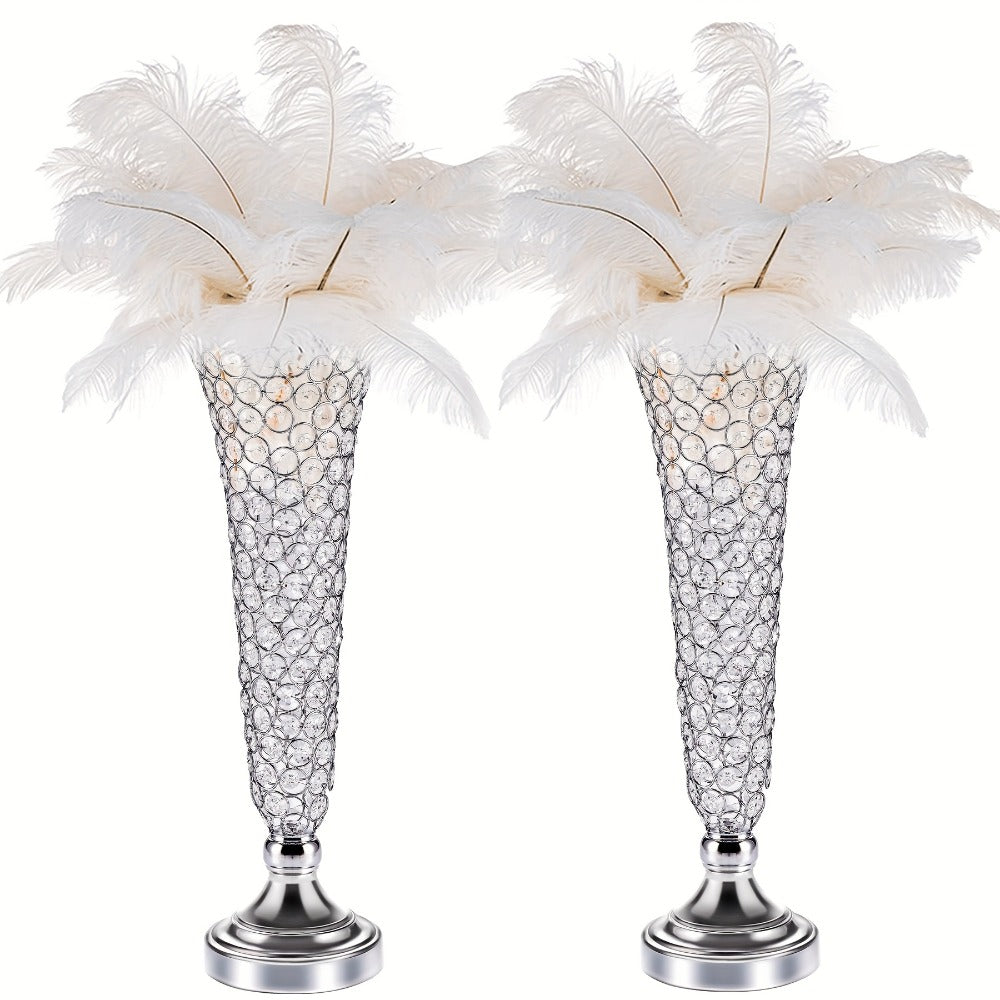 Crystal-Style Trumpet Decorative Vase Set in Gold or Silver and Two- or Ten-Piece Options for Home and Everyday Use