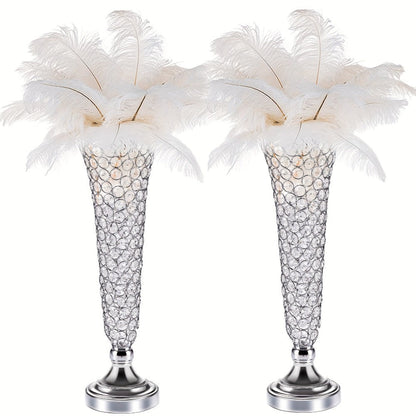 Crystal-Style Trumpet Decorative Vase Set in Gold or Silver and Two- or Ten-Piece Options for Home and Everyday Use