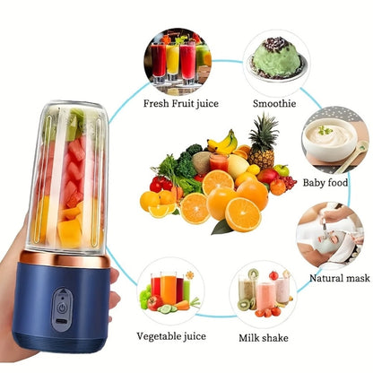 Portable Blender Personal Smoothie Blender USB Rechargeable 6-Blade 13.5oz Travel Cup Mini Blender for Shakes Fruit Juice – Kitchen Home Gym Travel Use