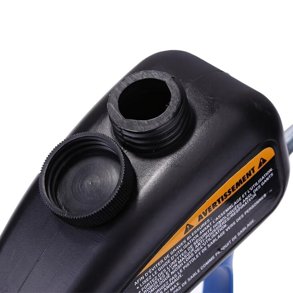 Sandblaster Gun for Air Compressor Pneumatic Abrasive Blasting – 90 PSI Max, 500ml Tank, Small Nozzle, for Metal Rust Removal, Glass Etching, Polishing & Auto Repair – Blue, Red & Yellow