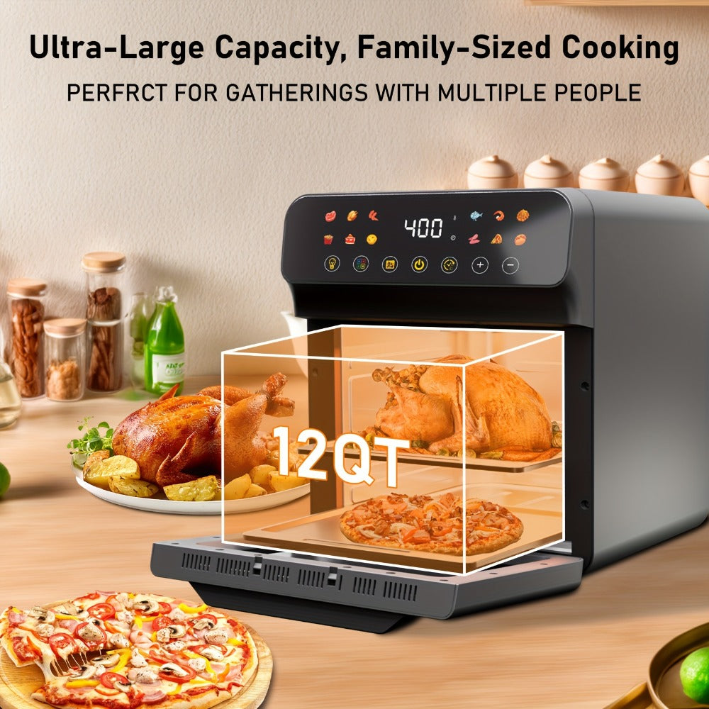 12Qt Air Fryer Convection Oven with Viewing Window, Touchscreen Panel, 12 Function Icons and Two Colors