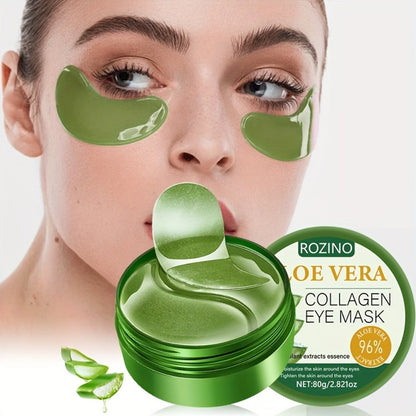 Aloe Vera Under-Eye Gel Patch Jar, 80g with 60 Green Eye Masks and an Included Applicator Spoon