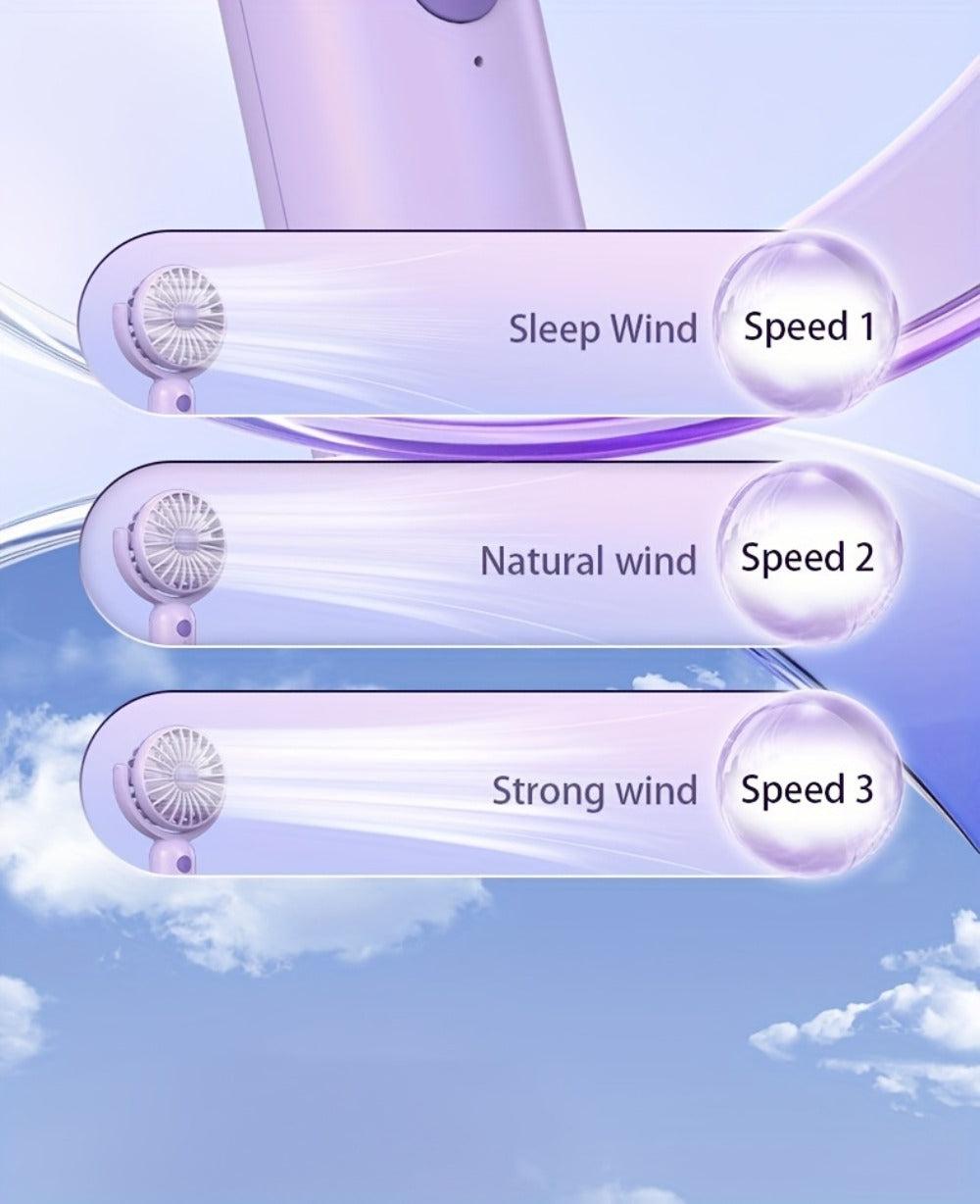 Mini Handheld Fan Set with Pivoting Heads, Three Speeds, USB-C Charging and 3- or 6-Piece Color Packs