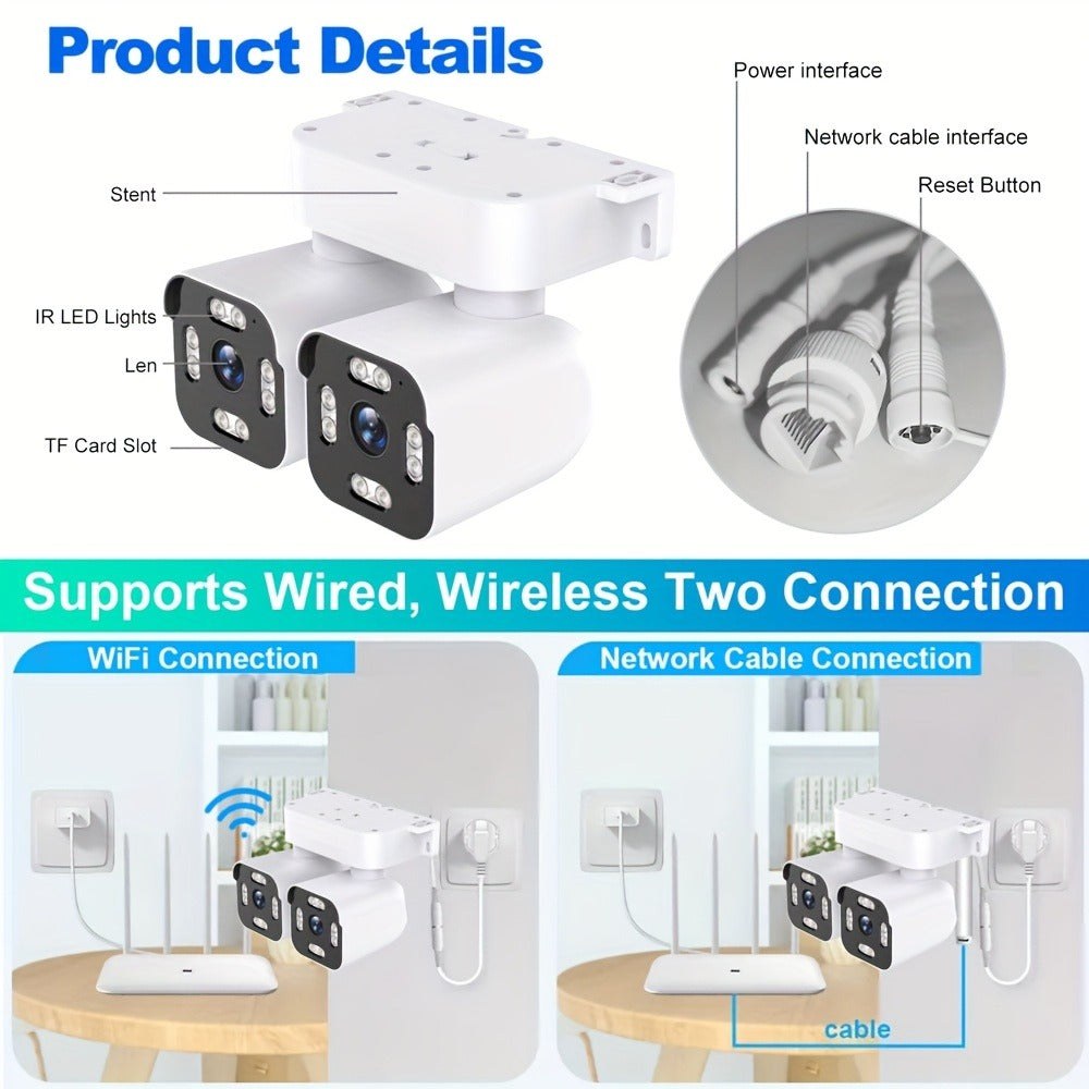 10x Zoom Dual Lens PTZ Outdoor Security Camera 5MP, 360° Pan Tilt, Siren Alarm, Two-Way Audio, Color Night Vision, 24H Wired Power, WiFi App Control – Home & Business Surveillance