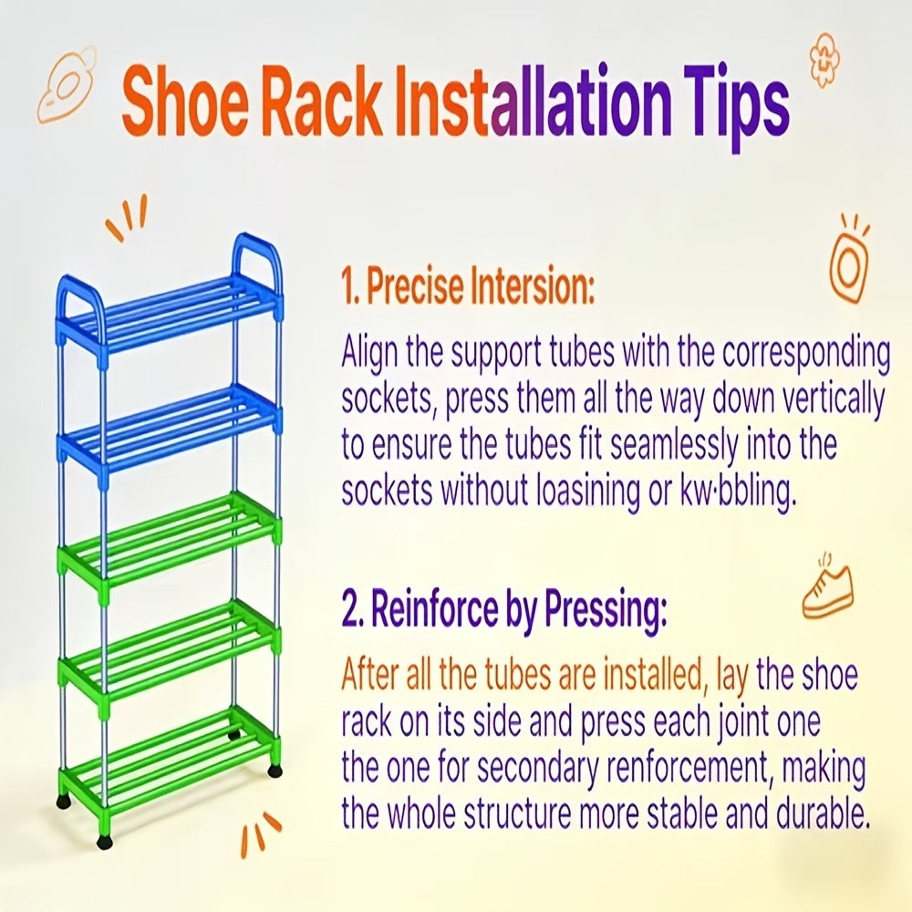 Shoe Storage Organizer 5-Layer Narrow White Rack for Entryway, Closet, Living Room and Door Areas