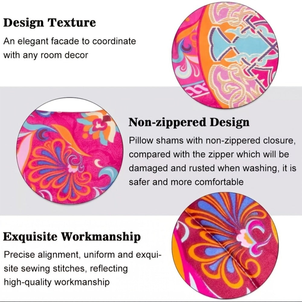Bohemian Floral Quilt Set in Rose Red, Scarlet Red or Dark Pink with Twin, Queen and King Sizes
